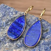 Inne - TEMU 1 para vintage boho lapis pendenty - niebieskie z złotymi plamkami, idealne do codziennego noszenia, i specjalnych okazji - idealny prezent dla - miniaturka - grafika 1