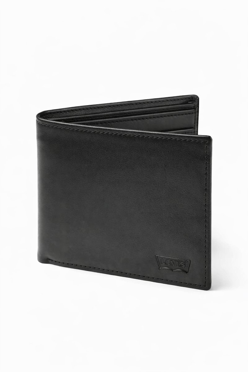 LEVI'S CZARNY SKÓRZANY PORTFEL Z LOGO SLIM I KLASYKA 11x8x1cm 1I4A