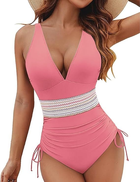 Strój Kąpielowy Damski Jednoczęściowy z Wysokim Stanem Wyszczuplający XL