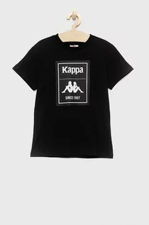 Koszulki dla chłopców - Kappa t-shirt bawełniany dziecięcy kolor czarny z nadrukiem - grafika 1