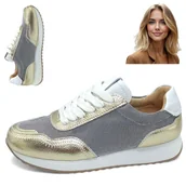 Półbuty damskie - Damskie SKÓRZANE Półbuty Złote Oddychające Wiosna lato Eleganckie Barski 40 - S.Barski - miniaturka - grafika 1