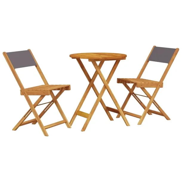 Zestaw mebli bistro z litego drewna akacjowego, antracytowy, 60 x 75 cm