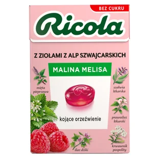 Ricola Malina i Melisa, szwajcarskie cukierki ziołowe, bez cukru, 27,5 g - Zdrowa żywność - miniaturka - grafika 1