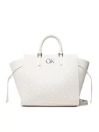 Torebki damskie - Calvin Klein Torebka Re-Lock Drawstring Tote Bag Perf K60K609126 Biały - miniaturka - grafika 1