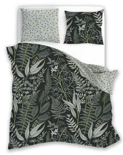 Pościel z satyny bawełnianej, 160x200, szara w liście, PEP-59, 3-częściowa - Pościel Pościel z satyny bawełnianej, 160x200, szara w liście, PEP-59, 3-częściowa - Pościel - miniaturka - grafika 1