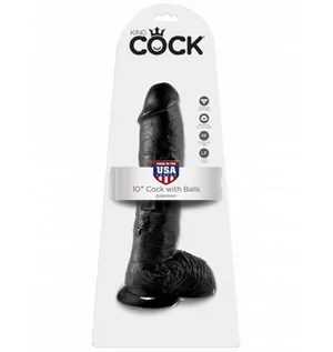 Dilda analne - king cock King Cock 10" Cock with Balls Black - grafika 1