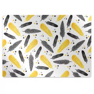 Mata na podłogę pod krzesło Czarne Złote Pióra 100x70 cm - Podnóżki, podpórki, podkładki - miniaturka - grafika 1