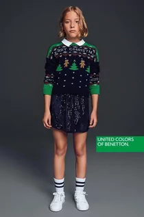Swetry dla dziewczynek - United Colors of Benetton sweter dziecięcy lekki - grafika 1
