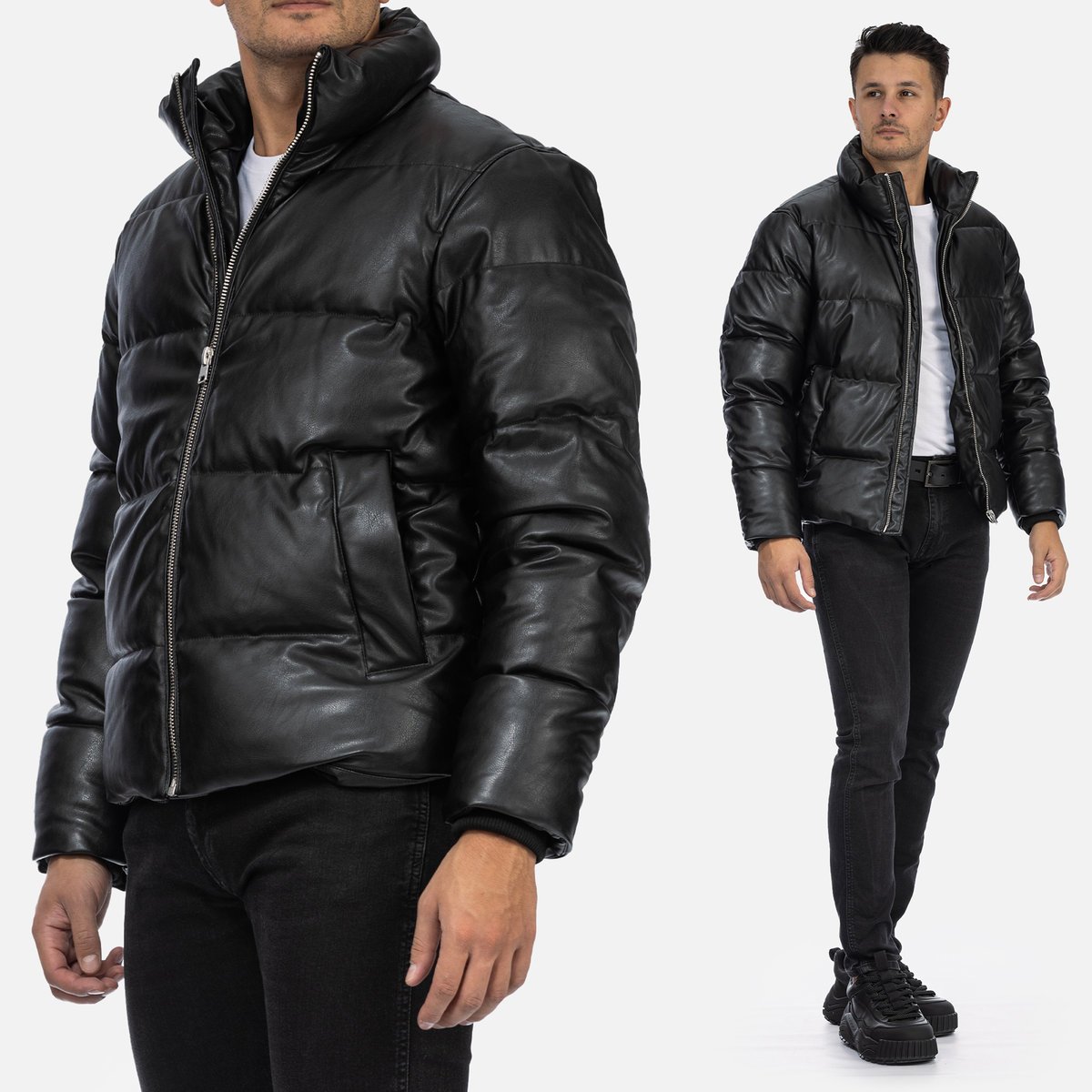 Kurtka Męska Puchowa Pikowana Zimowa Bez Kaptura Czarna ZARA 8281/313/800 XL Czarny