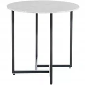 Stoły - Stół Okrągły Alto II fi80 cm Biały Efekt Marmuru/Czarny Nowoczesny Salon - miniaturka - grafika 1