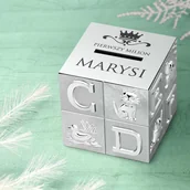 Pamiątka Pierwszej Komunii Świętej - Skarbonka posrebrzana klocek z grawerem dla dziewczynki - miniaturka - grafika 1