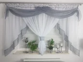 Firany - Firanka gotowa z lambrekinem- szara, gotowe firany do salonu - miniaturka - grafika 1