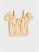 Bluzki dla dziewczynek - Reserved - Bluzka hiszpanka - kremowy - miniaturka - grafika 1