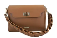 Nerki - Skórzana torebka na ramię z plecionym paskiem - Brązowa jasna - miniaturka - grafika 1