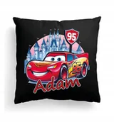 Poduszki dekoracyjne - CZARNA Poduszka Z IMIENIEM Na Wielkanoc AUTA ZYGZAK MCQUEEN SAMOCHODY BAJKA - miniaturka - grafika 1