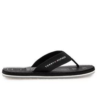 Buty sportowe męskie - Japonki Tommy Hilfiger Massage Footbed Beach Sandal FM0FM03979-BDS - czarne - grafika 1