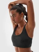 Biustonosze - Biustonosz treningowy z niskim wsparciem 4F 4FWAW24USBAF140-20S Czarny - miniaturka - grafika 1