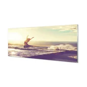 Tablice i flipcharty - Szklany panel + klej Kobieta jezioro chmury 125x50 cm - miniaturka - grafika 1