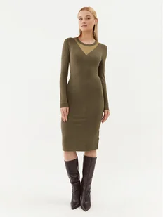 Fracomina Sukienka dzianinowa FJ23WD5002K51801 Khaki Slim Fit - Sukienki - miniaturka - grafika 1