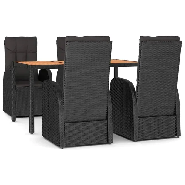Modny zestaw mebli ogrodowych czarny, wymiary krzesła: 57 x 69 x 106 cm, s