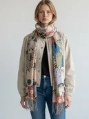 Apaszki i szaliki damskie - Szalik w koty wielokolorowy - miniaturka - grafika 1