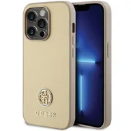 Etui i futerały do telefonów - Guess GUHCP15LPS4DGPD iPhone 15 Pro 6.1" złoty/gold hardcase Strass Metal Logo - miniaturka - grafika 1