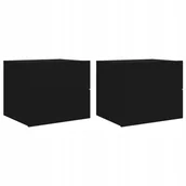 Szafki nocne - Wiszące szafki nocne z Led, 2 szt., czarne - miniaturka - grafika 1