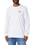 Koszulki męskie - Wrangler T-shirt męski Ls Sign Off Tee, biały, S - miniaturka - grafika 1