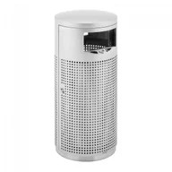 Kosze na śmieci - ulsonix Kosz na śmieci - okrągły - z popielniczką - stal nierdzewna / stal ocynkowana - szary ULX-GB22 - miniaturka - grafika 1