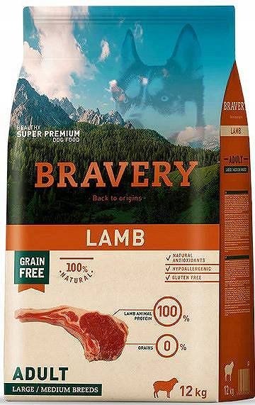 Bravery Dog ADULT Large Medium Grain Free Lamb 12 kg