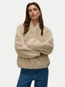 Płaszcze damskie - Vero Moda Futro Sonjaliga 10331291 Beżowy Regular Fit - miniaturka - grafika 1