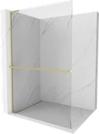 Ścianki i drzwi prysznicowe - Mexen Kioto+ L ścianka prysznicowa z półką Walk-in 50 x 200 cm, transparent, złota szczotkowana - 800-050-123-55-00 - miniaturka - grafika 1