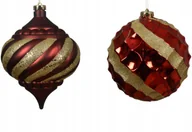 Bombki - Bombka choinkowa plastikowa dekorowana czerwona duża XXL 15cm 1szt - miniaturka - grafika 1
