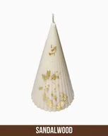 Świece - Świeca sojowa - Świąteczny Minimalizm - Dekoracyjna świeca w kształcie nowoczesnej choinki - 230 ml - Biała z złotymi zdobieniami - Zapach Sandalwood - miniaturka - grafika 1