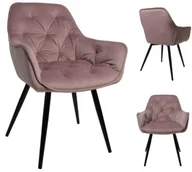 Fotele - Krzesło Fotel Tapicerowane Pikowane Do Salonu Jadalni Welurowe Różowy Arte - miniaturka - grafika 1