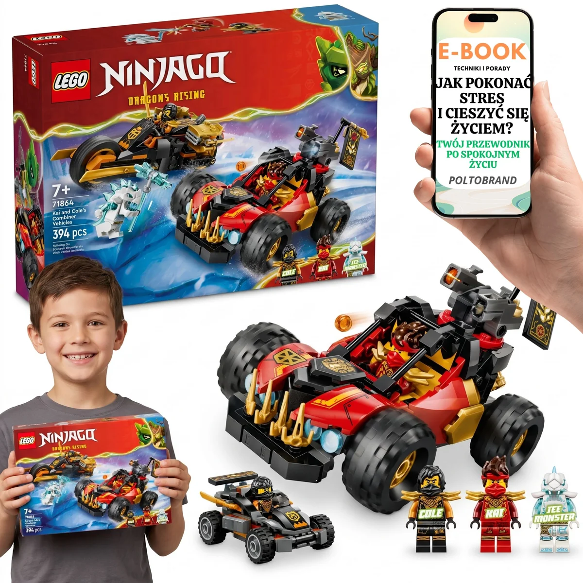 LEGO PREZENT DLA CHŁOPCA 71864 Ninjago Dragons Rising • łączone pojazdy