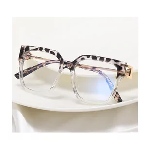 Damskie kwadratowe okulary zerówki do komputera BLUE LIGHT z flexami 25130F - Okulary korekcyjne, oprawki, szkła - miniaturka - grafika 1