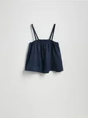 Koszulki i topy damskie - Reserved - Lniany top - granatowy - miniaturka - grafika 1