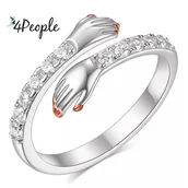 Pierścionki - Pierścionek Srebrny 925 Prezent Miłość Dłonie - miniaturka - grafika 1