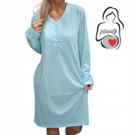 Bielizna nocna - KOSZULA NOCNA CIĄŻOWA BASII ROZPINANA BAWEŁNA długi rękaw 50 52 2xl 3xl - miniaturka - grafika 1
