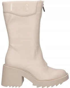 PEPE JEANS BEŻOWE BOTKI NA KLOCKU Z ZAPIĘCIEM NA ZAMEK 40 AWE - Botki damskie - miniaturka - grafika 1