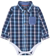 Body dla niemowląt - Body-koszula w kratę, na długi rękaw 0-3 m 62 cm - miniaturka - grafika 1