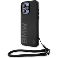 Etui i futerały do telefonów - BMW BMHCP15X23RMRLK iPhone 15 Pro Max 6.7" czarny/black hardcase Signature Leather Wordmark Cord - miniaturka - grafika 1