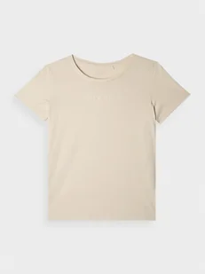 Damski t-shirt z nadrukiem 4F 4FRAW24TTSHF2584 - beżowy - Koszulki sportowe damskie - miniaturka - grafika 1
