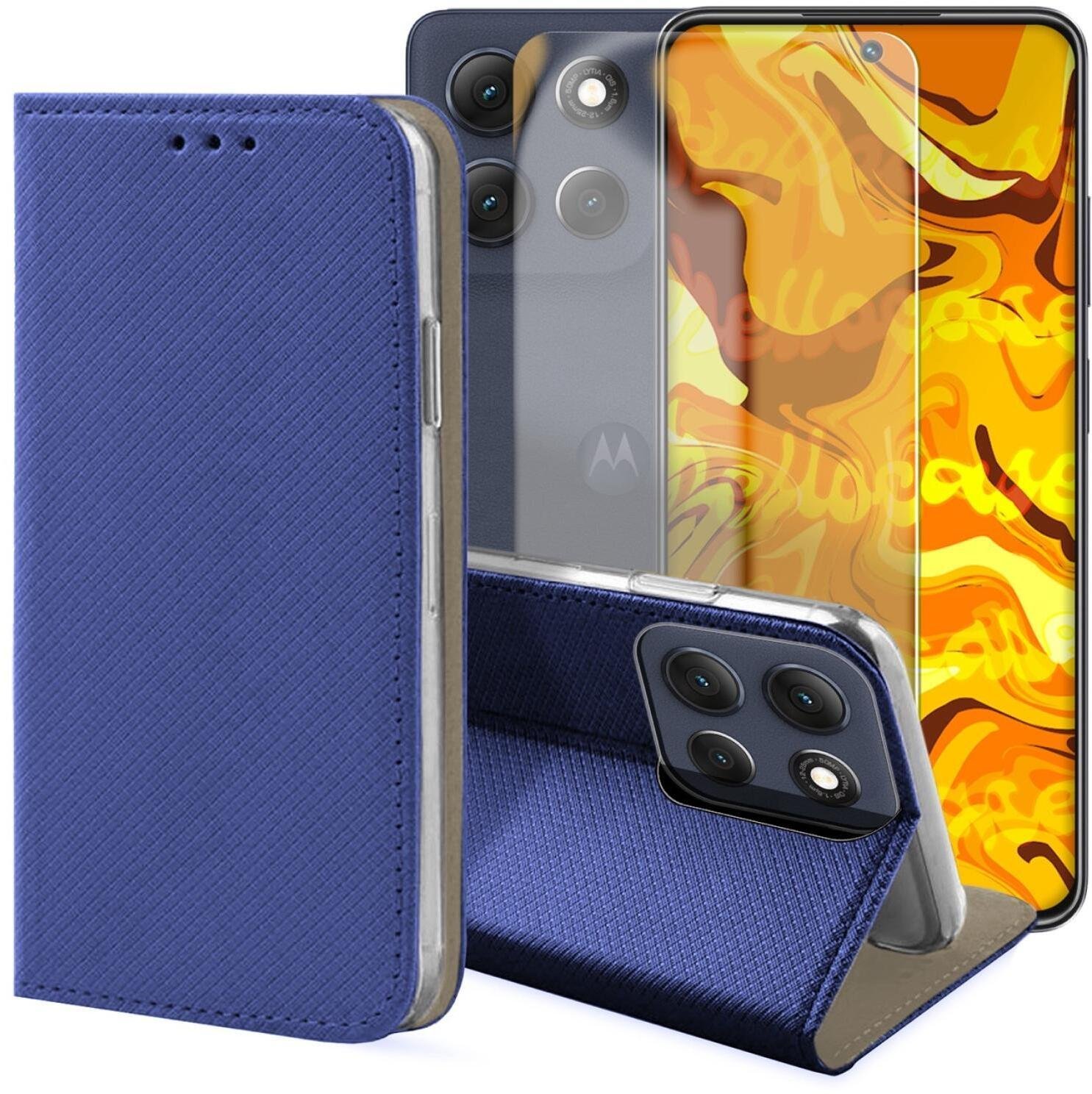 Hello Case Etui z Klapką Do Motorola Moto G86 Granatowe, Magnetyczne, Case Szkło