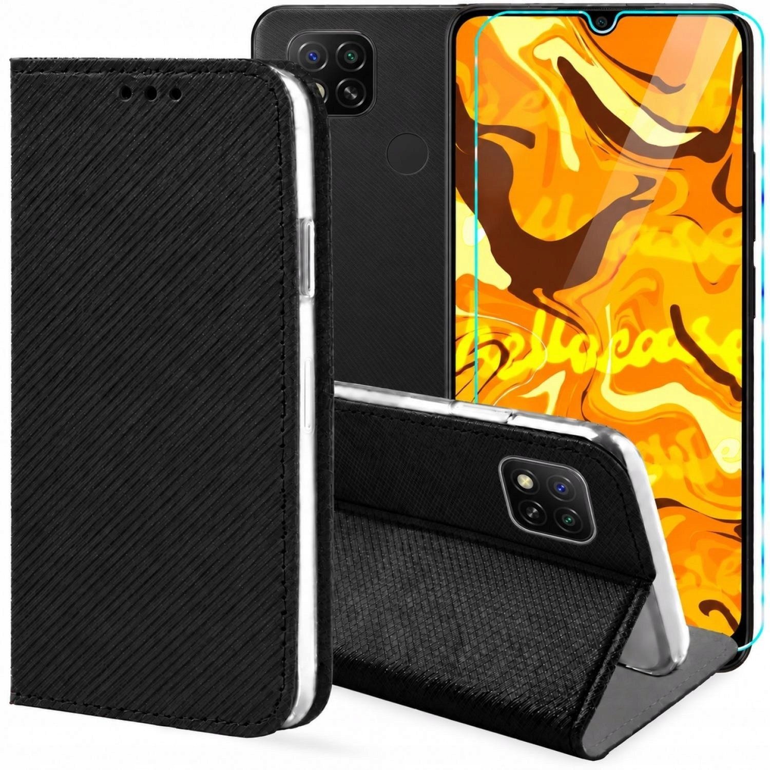 Hello Case Etui z Klapką Do Xiaomi Redmi 9C / 9C NFC Czarne, Zamykane, Case Szkło
