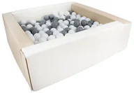 Suche baseny - Kwadratowy suchy basen z ekoskóry z 300 piłeczkami (biały, cappuccino/biały, szary) - miniaturka - grafika 1