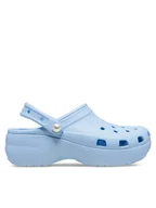 Klapki i japonki damskie - Crocs Klapki Classic Platform Pearl Clog 211231 Niebieski - miniaturka - grafika 1
