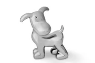 Figurki dekoracyjne - Figurka Pies VELPO srebrny, 11x12x7,5, ceramika - miniaturka - grafika 1