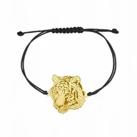 Bransoletki - Bransoletka Pozłacana z Tygrysem Sznurek 925 Grawer Dedykacja Prezent - miniaturka - grafika 1